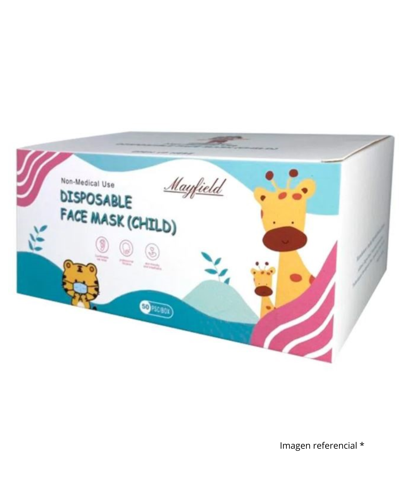 Mascarilla 3 pliegues niño mayfield x 50un  certificada cesmec (diseños)