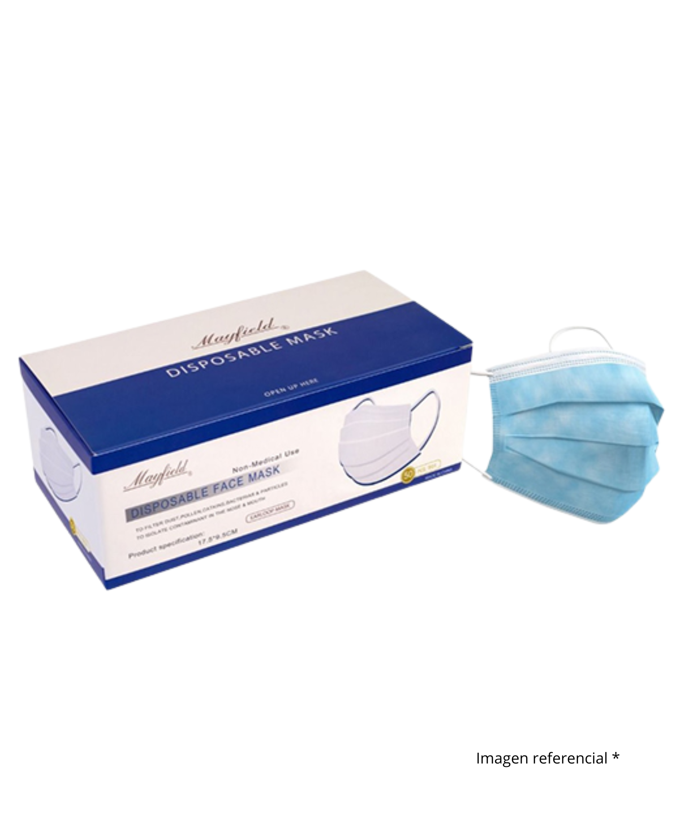 MASCARILLA 3P CELESTES CON ELASTICO CERTIFICADA CESMEC X 50 UN  MAYFIELD 