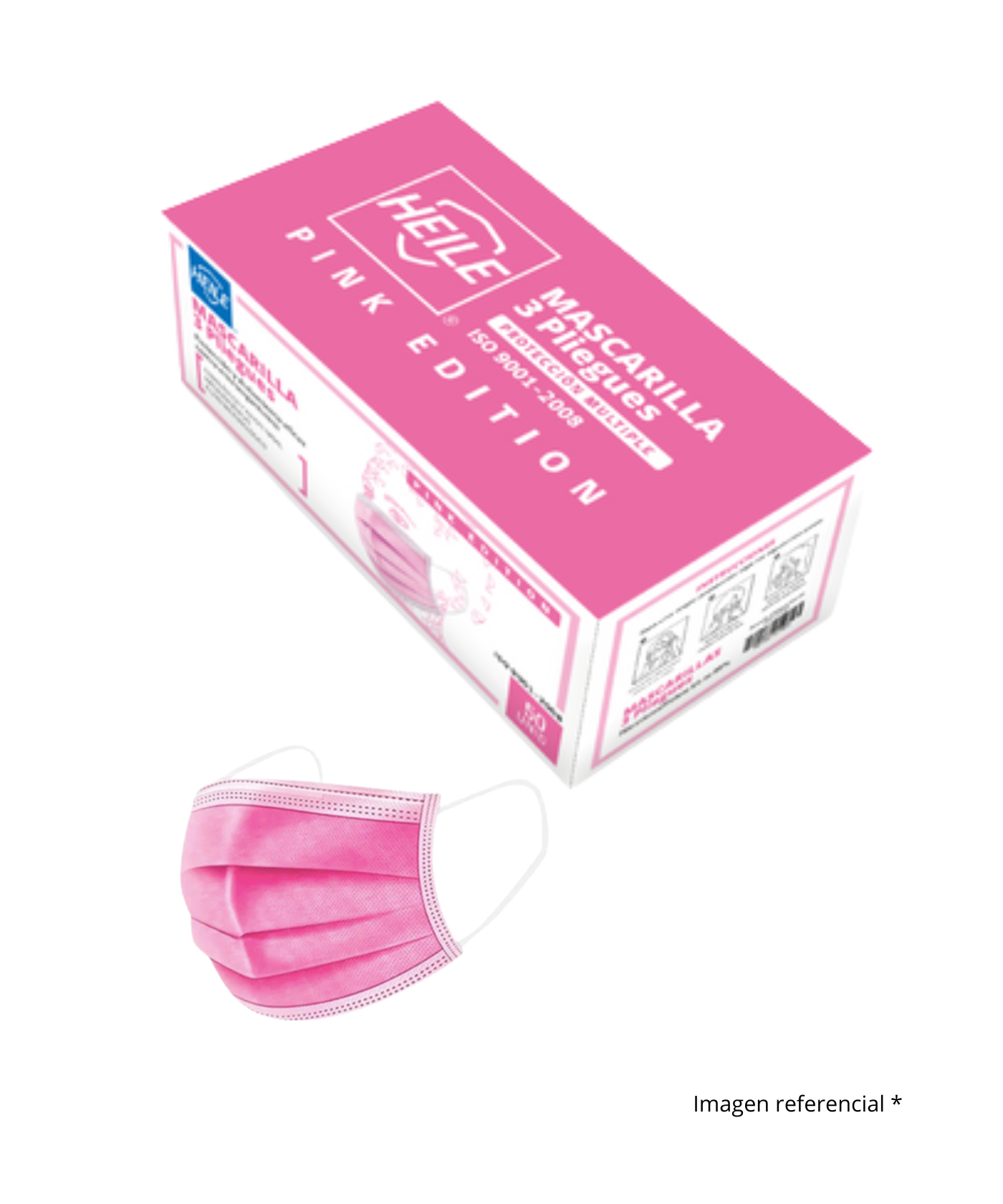 MASCARILLA 3 PLIEGUES ROSADA HEILE X50 UN