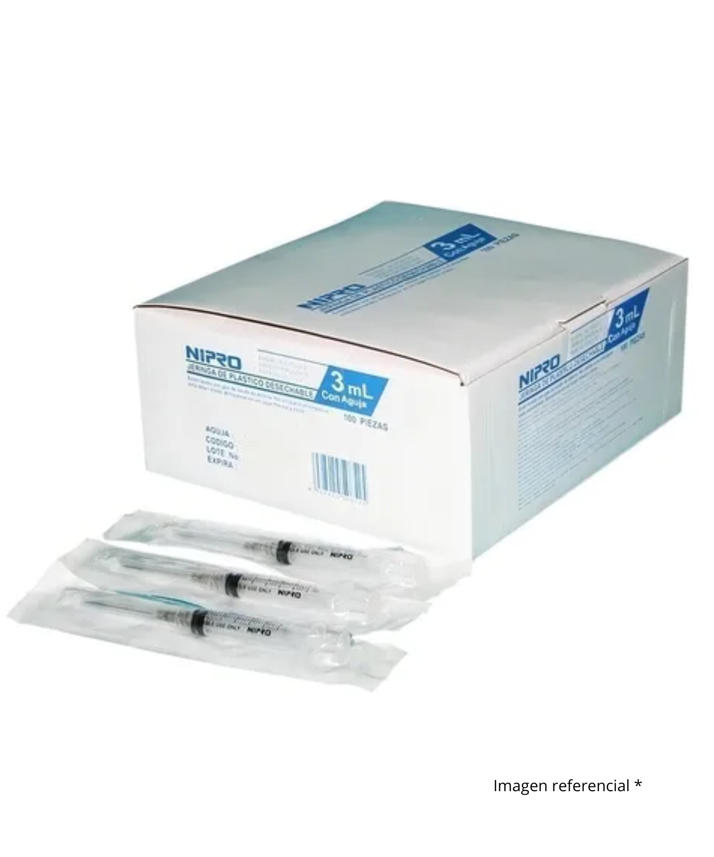 JERINGA 3CC 23GX1 LUER LOCK CAJA 100 UN.NIPRO
