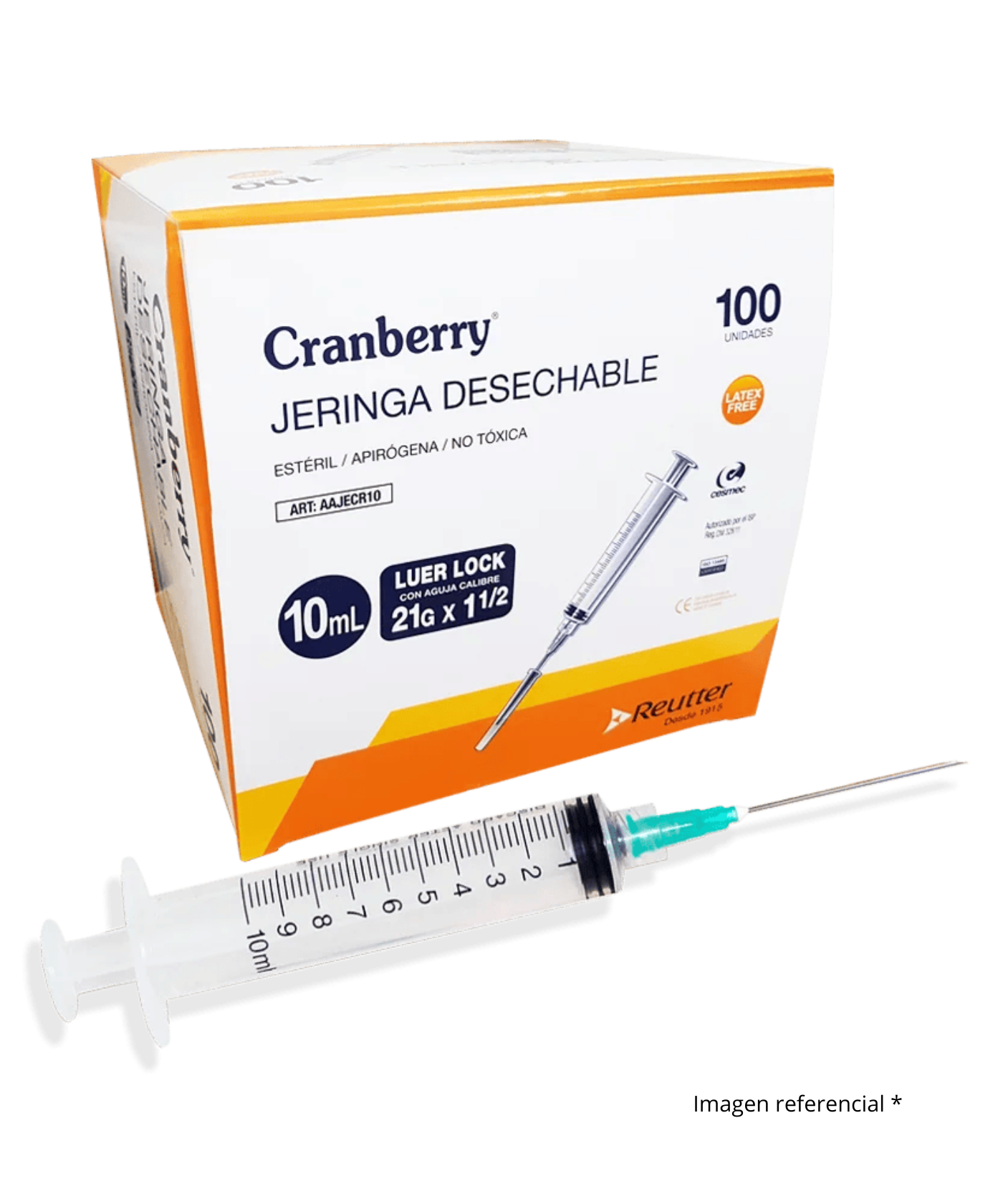 JERINGA DESECHABLE 3 CC CON AGUJA 21 x 1 1/2 CAJA 100 UNID CRANBERRY